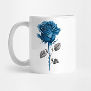 Blue Rose Drawing, Flower Drawing, Gift For Her Mug